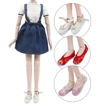 1 Пара изысканных кукольных туфель с имитацией BJD, цветочная вышивка, бант, 60 см, кукольная повседневная обувь для девочек, подарок