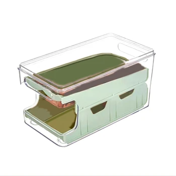 1 ШТ. Выдвижная коробка для яиц Кухонный Холодильник Прозрачный Ящик для хранения Автоматический Яичный рулет Коробка для консервирования фруктов и овощей Зеленый