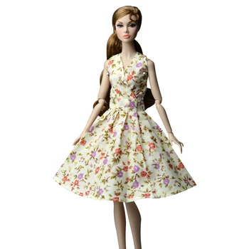 1 шт. Кукольное женское платье, современная юбка, повседневная одежда для вечеринок, цветочный узор для куклы Барби, одежда, Аксессуары, детские игрушки