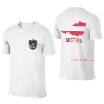 100% Хлопок, футболка с двойным принтом с изображением флага Австрии, мужская Женская летняя повседневная уличная футболка в стиле харадзюку с коротким рукавом