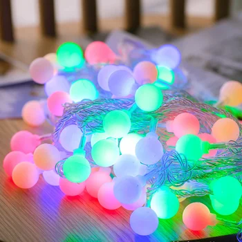 12 м 100 Шариковых Разноцветных рождественских светодиодных гирлянд 220 В USB / Питание от аккумулятора, Праздничные огни для украшения свадебной вечеринки на открытом воздухе, Люки