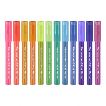 12 Упаковок фломастеров Флуоресцентный цветной блестящий маркер для детей и взрослых Прямая поставка