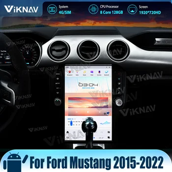 128 ГБ 14,5-дюймовый сенсорный экран для Ford Mustang 2015-2022 Стерео головное устройство, 8-ядерный автомобильный радиоприемник, мультимедийный проигрыватель в стиле Tesla