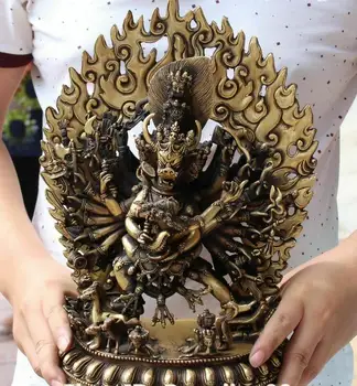 13-дюймовая статуя бронзового Будды Ямантаки Ямы Дхармараджи из тибетского буддизма