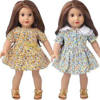 18-дюймовая кукла, детская одежда, Летнее красочное платье с цветочным принтом, юбка, 43 см, кукла для новорожденных, Россия, Подарки своими руками