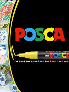 1xUniPosca Paint Marker Extra Fine Point PC-1M 35 цветов для письма на поверхности из стекла, дерева, пластика, подходит для граффити