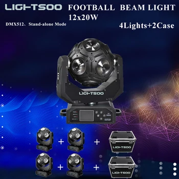 2 × Чехол 4 × Футбольный Луч RGBW 4в1 LED 12x20 Вт Футбольный Движущийся Головной Свет Бесконечное Вращение Эффект Освещения Сцены Для Дискотеки DJ