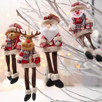 2023 Милый Рождественский Санта Снеговик Олень Кукла Украшение Подарочная Кукла Рождественская Елка Подвесное Украшение Новогоднее Рождественское Украшение для дома