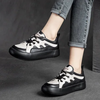 2023 Новая модная женская обувь из натуральной кожи, осенне-зимняя корейская однослойная обувь на платформе