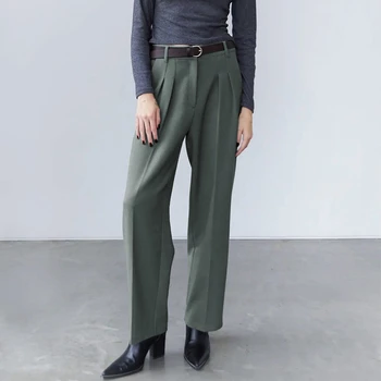 2023 Новые однотонные костюмные брюки, женские осенние драповые нишевые тонкие широкие универсальные повседневные брюки прямого кроя для похудения