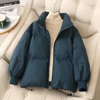 2023 Новый зимний женский модный тренд, Корейская утолщенная теплая куртка с хлопчатобумажной подкладкой, Универсальное свободное пальто для студентов