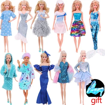 25 Стильная Синяя Одежда Barbies Платье + Обувь Модные Повседневные Наряды для 11-дюймовых Кукол Barbies Одежда Аксессуары, Подарки 1/6BJD Blythe
