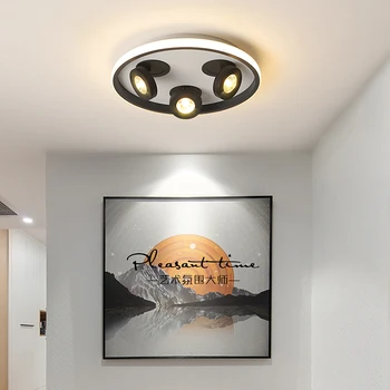 28 см 35 Вт, светодиодный потолочный светильник для спальни/прихожей/прихожей, алюминиевый черно-белый потолочный светильник с точечными светильниками