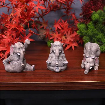 3 шт, фигурка Слона для йоги, смола, 3D, животные, орнамент, скульптура, декор стола, Уникальный подарок для друга семьи