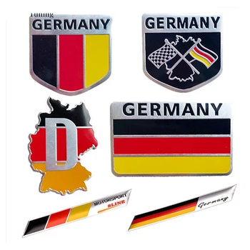 3D Алюминиевая Эмблема автомобиля Германия Логотип Немецкого флага Решетка Радиатора Значок Наклейка