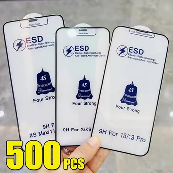 500шт ESD Закаленное Стекло 9H Премиум Антистатическая Защитная Пленка Для Экрана iPhone 15 Pro Max 14 Plus 13 Mini 12 11 XS XR X 8 SE