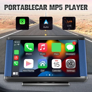 7-дюймовый Автомобильный Радиоприемник HD 1024P Беспроводной Carplay Android Auto MP5 Плеер, совместимый с Bluetooth, Встроенный динамик Mirrorlink WiFi 2.4 G / 5G