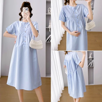 D52161 # Макси-платье для грудного вскармливания, модное платье на пуговицах большого размера, свободные женские платья для беременных, платье для кормления грудью