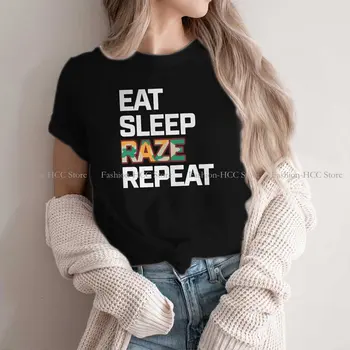 Eat Sleep Raze Repeat Повседневная футболка из полиэстера Топы с доблестным игровым принтом Повседневная футболка Женская