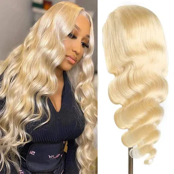 Goodluck Hair Hot Selling Lace 613 Blonde Отбеленные Узлы Bone HD Lace 100% Бразильские Человеческие Волосы Полный Парик Спереди Для Чернокожих Женщин
