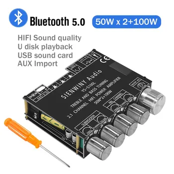 HIFIDIY S100L Bluetooth 5,0 2,1-Канальный усилитель мощности Аудио Стерео сабвуфер Плата усилителя 50WX2 + 100 Вт Настройка высоких басовых нот Усилитель