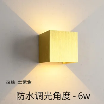 IP65 Водонепроницаемый 6 Вт Золотой наружный светодиодный настенный светильник современный алюминиевый Регулируемый Кубический светодиодный светильник для садового крыльца