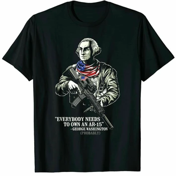 JHPKJEverybody Должна иметь Винтажную черную футболку Ar-15 George Washington, Мужские Повседневные футболки из 100% хлопка, Свободный Топ, Размер S-