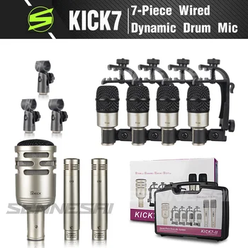 KICK72 Проводной динамический барабанный микрофон из 7 частей (металлический)-Набор микрофонов для бас-гитары, малого барабана и тарелок С коробкой Использует высокое качество!