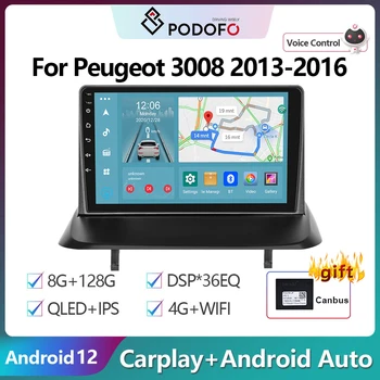 Podofo 2Din Android Автомобильный Радиоприемник Multimidia Видеоплеер Для Peugeot 3008 2013-2016 GPS Навигация Carplay Авто Стерео Головное Устройство