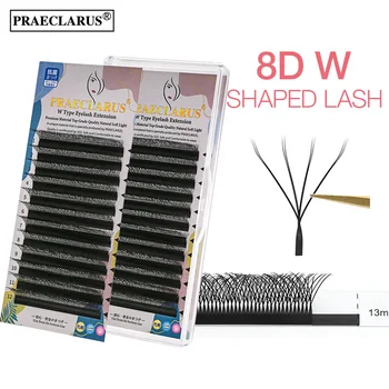 PRAECLARUS 8D W Shape Lash Double Tips 4D WW Мягкое и естественное наращивание ресниц для салона пластики