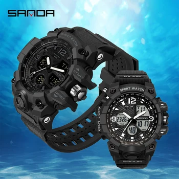SANDA 6030 942 Роскошные Цифровые часы для влюбленных, Модные силиконовые водонепроницаемые часы, спортивные Электронные наручные часы для пары для мужчин и женщин