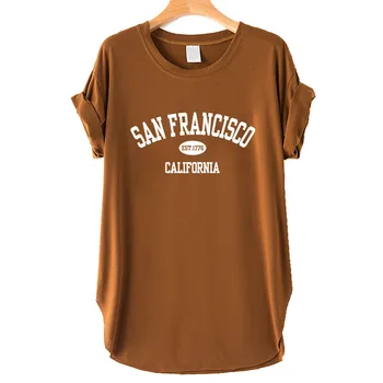 Seeyoushy SAN FRANCISCO EST.1776 CALIFORNIA 2023 Новая женская футболка с разрезом сбоку, женский топ Y2K Harajuku, Женская одежда, топы 90-х