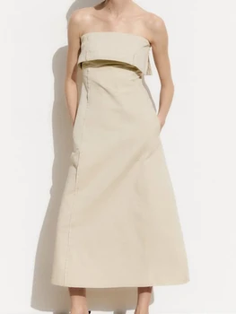 TRAF Элегантные женские однотонные платья в стиле тренча 2023, летние модные платья без рукавов в пляжном стиле, Vestidos трапециевидной формы