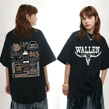 Wallen, футболки с принтом в стиле вестерн-кантри, ковбойская музыка, мужские и женские модные футболки в стиле хип-хоп, Летние уличные повседневные футболки оверсайз