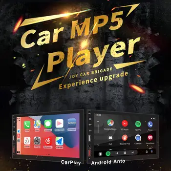 Автомагнитола с 7-дюймовым сенсорным экраном 2 Din Автомагнитола Bluetooth MP5 Плеер с CarPlay Android Auto 2 USB FM Автомобильный плеер B