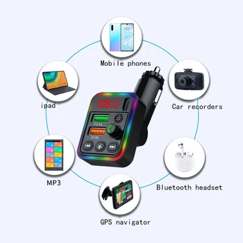 Автомобильный Громкой связи Bluetooth 5.0 FM-передатчик Автомобильный Комплект MP3-Модулятор Плеер Аудиоприемник Громкой Связи 3.1A Dual USB Быстрое Зарядное Устройство