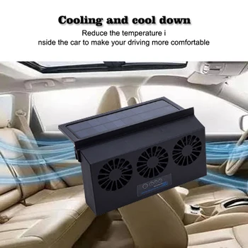 Автомобильный мобильный источник питания Автомобильный радиатор USB Черный Трехголовочный Солнечный автомобильный вентилятор Автомобильный вентилятор Вытяжной вентилятор