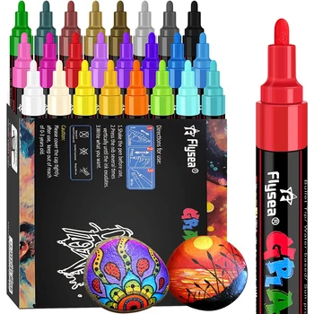 Акриловые ручки для рисования, набор из 24 цветных фломастеров, ручки для рисования камнями, поделками, керамикой, стеклом, тканью, холстом - Принадлежности для художественного творчества