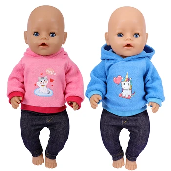 Аксессуары для Кукольной одежды Born Baby 43 см и 18 дюймов American Doll Girl's Toys & Our Generation 2 шт./компл. = Толстовки + Брюки
