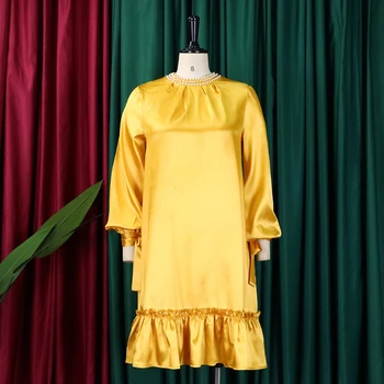 Африканские платья, женское летнее праздничное платье, сексуальный длинный рукав, воротник-баска, элегантное вечернее платье для Рождественского мероприятия длиной до колен