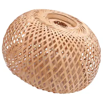 Бамбуковый плетеный ротанговый абажур ручной работы, двухслойный бамбуковый абажур с куполом, азиатский деревенский дизайн японской лампы