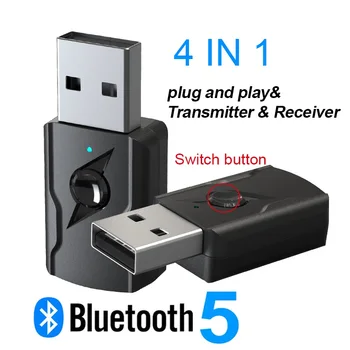 Беспроводной адаптер 4 в 1, USB Bluetooth Приемник передатчик, Громкая связь, автомобильные комплекты, 3,5 мм аудио AUX для ПК, ноутбука, телевизора, наушников