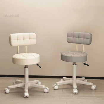 Бытовые Офисные Подъемные парикмахерские кресла на колесиках, Удобный Специальный табурет для салона красоты, Прочные Парикмахерские стулья для маникюра