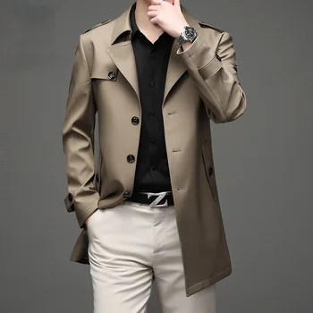 Весенне-осенние мужские тренчи, высококачественные пуговицы, мужская модная верхняя одежда, куртки, Ветровка, мужская куртка больших размеров 4XL Xhl138