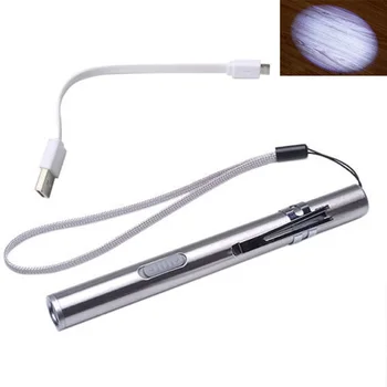 Визуальный Оральный Горловой USB-перезаряжаемый Мини-фонарик, Медицинский осмотр, Кемпинг из нержавеющей Стали, Светодиодный Портативный Зажим для ручки
