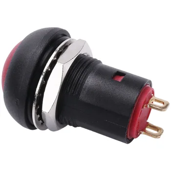 Водонепроницаемый кнопочный переключатель SPST 2A IP67 с защелкой 12 мм, красный