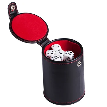 Двухслойная черная искусственная кожа, Красная Фланелевая чашка для кубиков с игровыми принадлежностями из 5 шт.