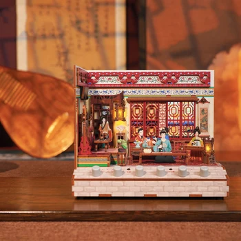 Деревянные кукольные домики своими руками Китайский павильон принца Тенга Миниатюрные строительные наборы с музыкой USB Power Кукольный домик для взрослых Подарки