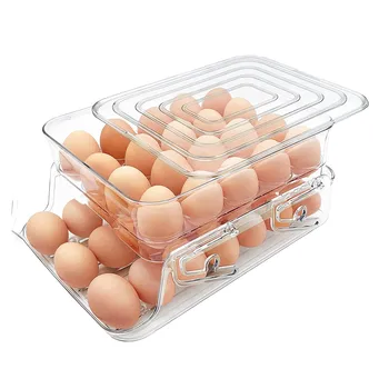 Держатель для яиц для холодильника, Вместительный контейнер для яиц для холодильника, коробка для хранения яиц с крышкой и автоматическим закатыванием