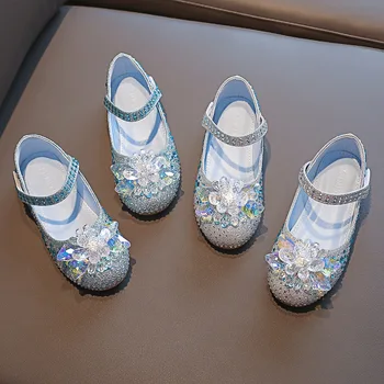 Детская модная обувь Mary Jane для девочек на свадьбу, модельные туфли принцессы со стразами, повседневные детские туфли с кристаллами на крючках и петлях